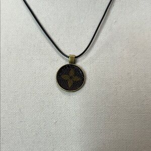 Necklace with upcycled Louis Vuitton monogram charm